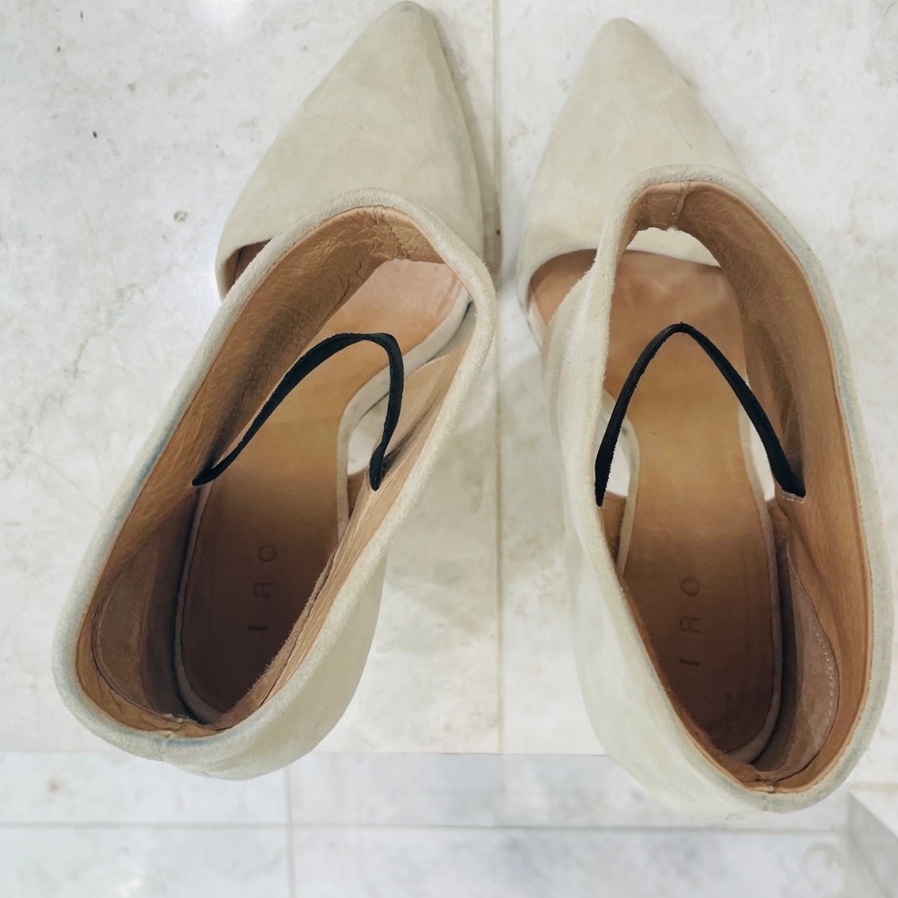 IRO {38} Booties Cream Suede Heel Pointed Toe - Picture 10 of 14